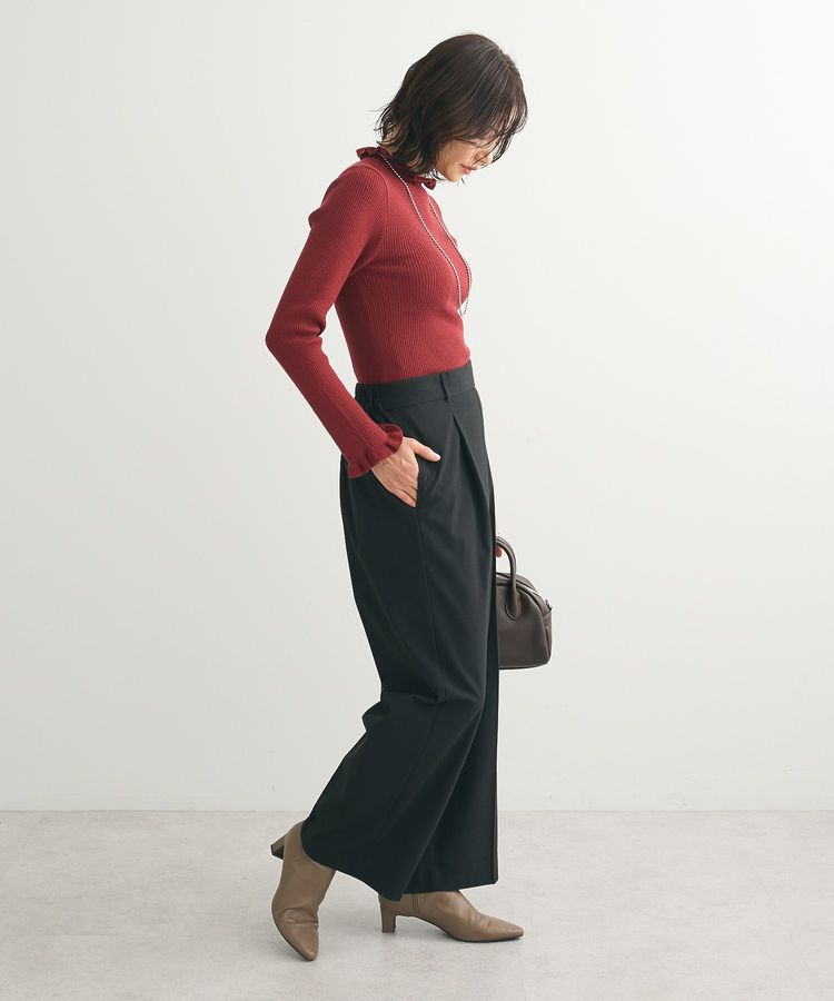 Green Parks「・swing by フリルハイネックリブニット」|ニット・セーター|