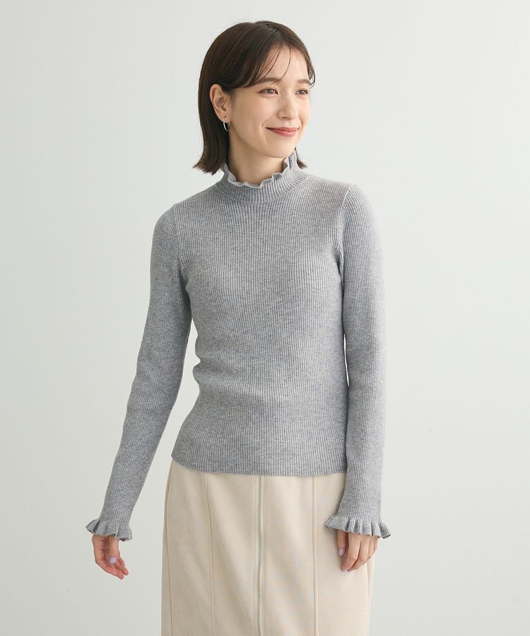 Green Parks「・swing by フリルハイネックリブニット」|ニット・セーター|