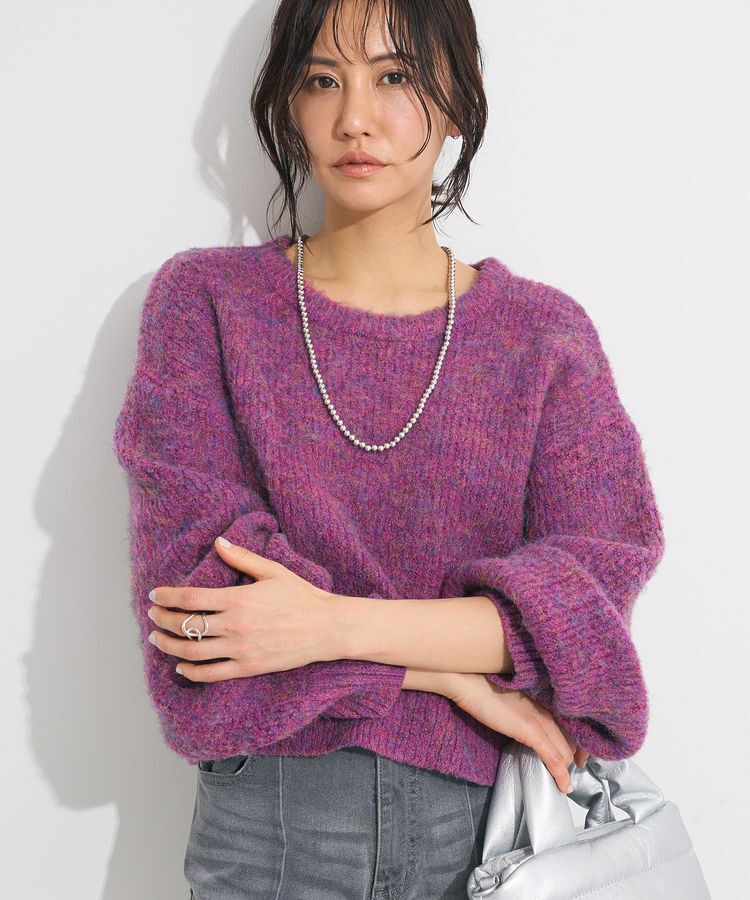 Green Parks「・ELENCARE DUE ミックスシャギーニット」|ニット・セーター|Purple