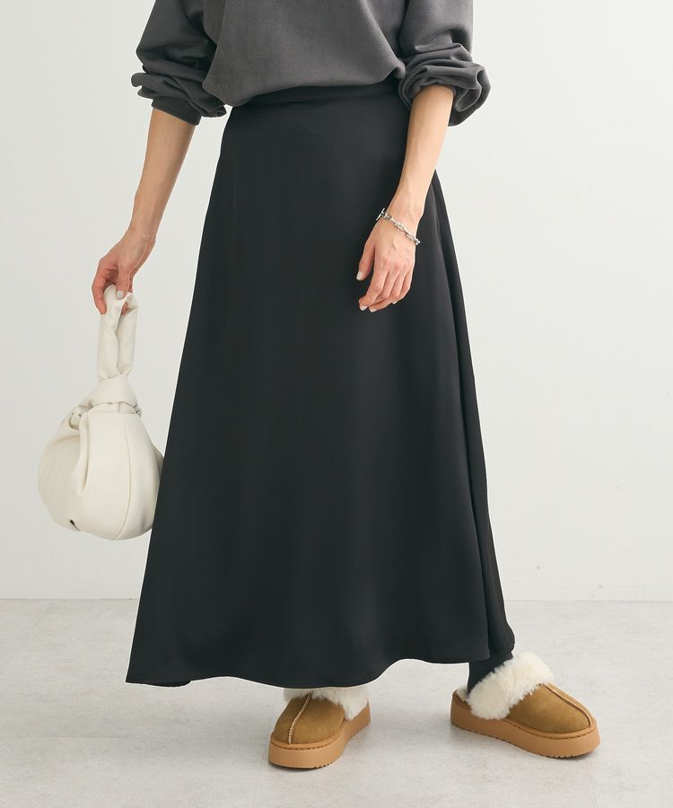 Green Parks「・Petit Fleur サテンフレアスカート」|フレア|