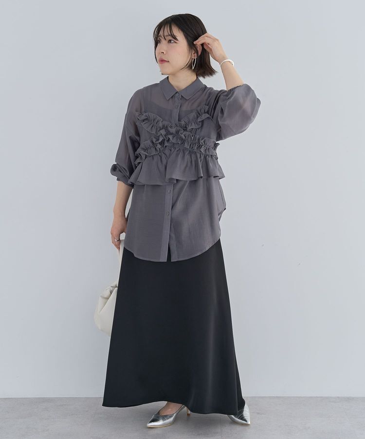Green Parks「・Petit Fleur サテンフレアスカート」|フレア|