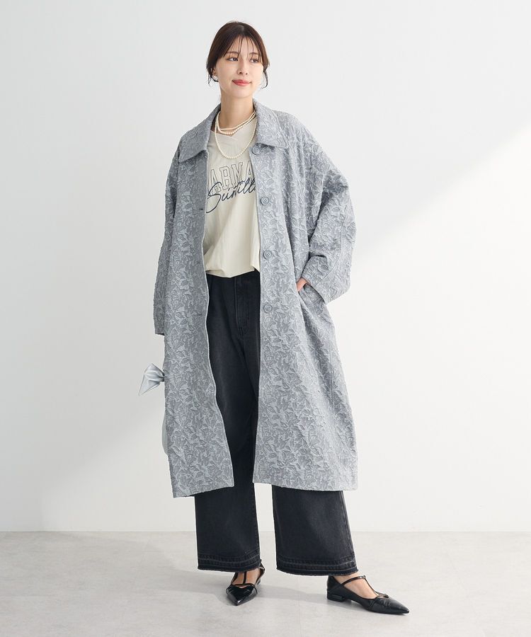 Green Parks「・ELENCARE DUE ジャカードステンカラーコート」|ステンカラーコート|