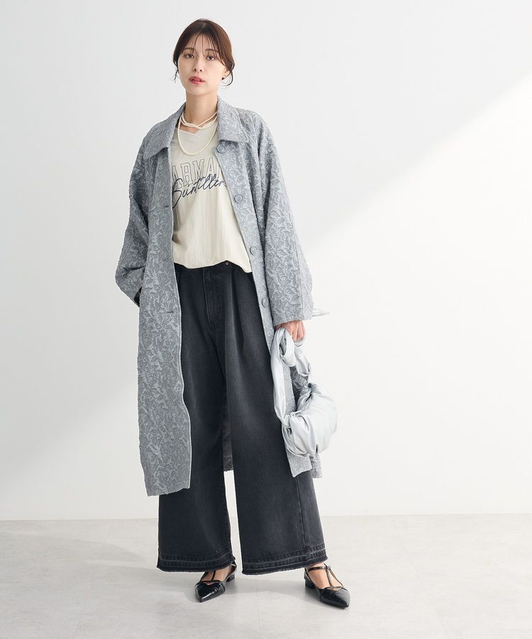 Green Parks「・ELENCARE DUE ジャカードステンカラーコート」|ステンカラーコート|Gray