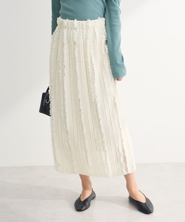 Green Parks「ジャガードストライプフリルIラインスカート」|スカート|Ivory