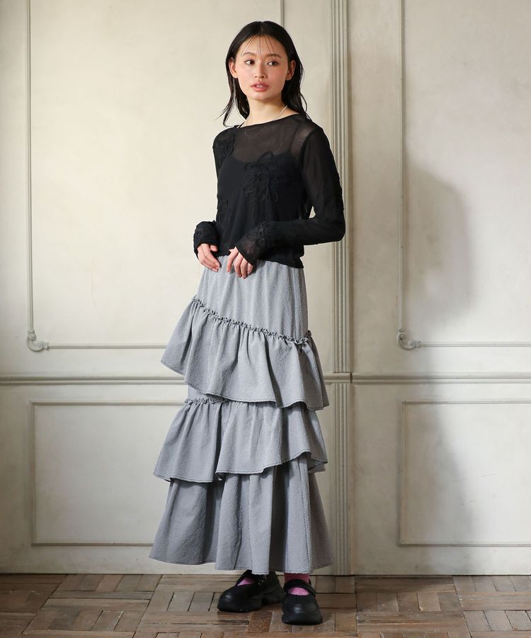 Green Parks「・ELENCARE DUE ギンガムティアードスカート」|スカート|