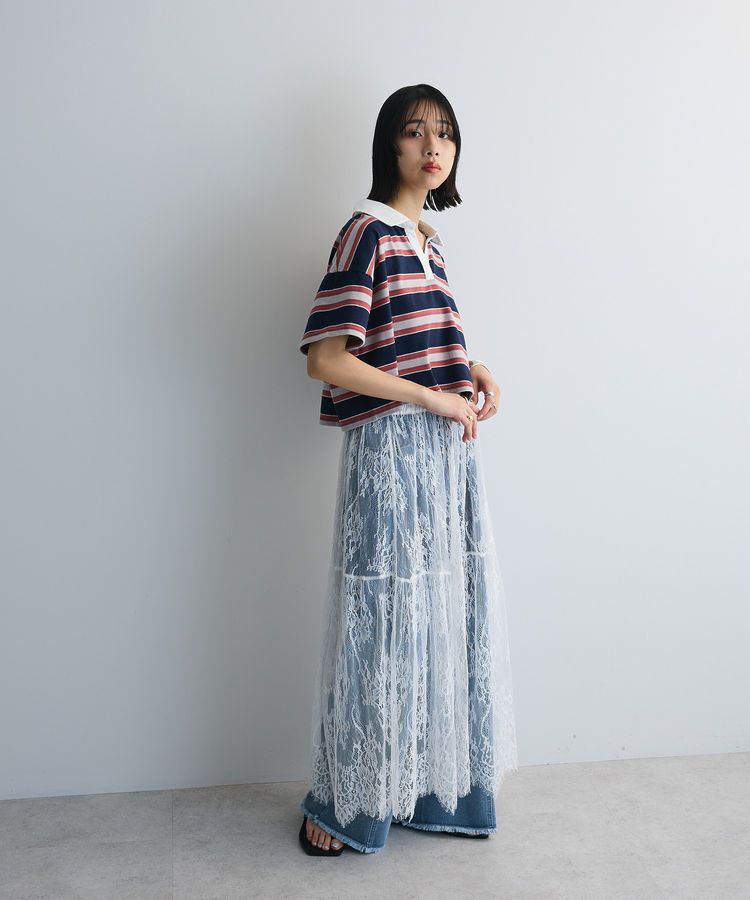 AnriettMusee「エムブレム刺繍ショートボーダーカットソー」|Tシャツ・カットソー|