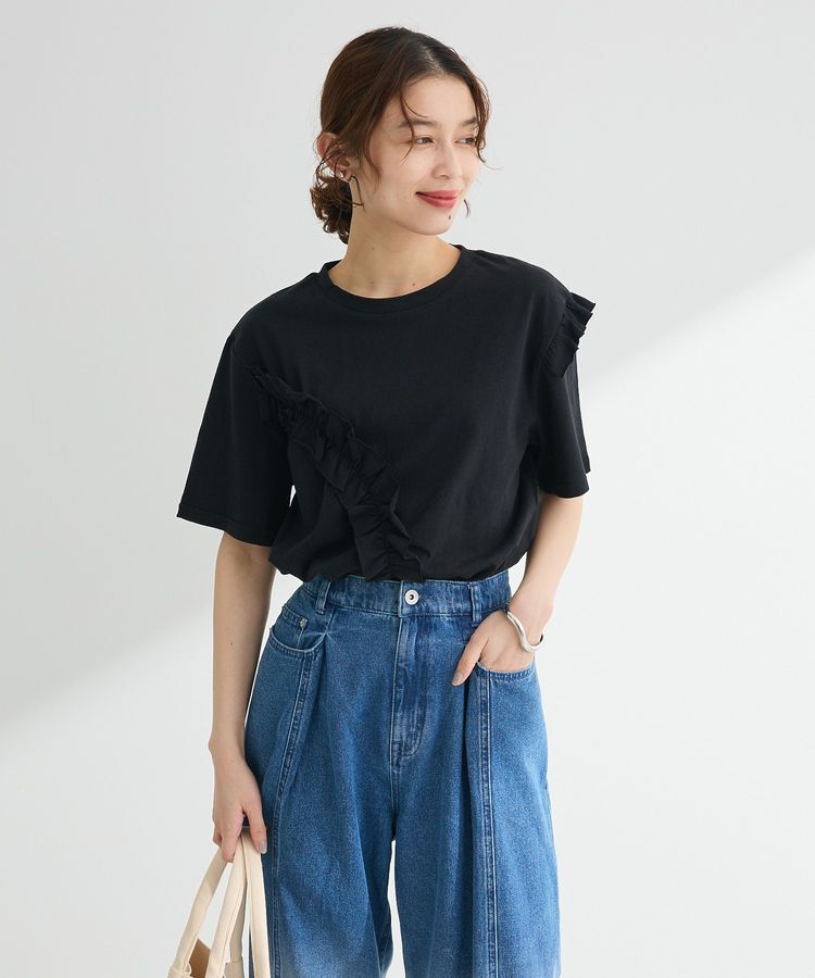 Green Parks「・Petit Fleur アシンメトリーフリルTEE」|Tシャツ・カットソー|