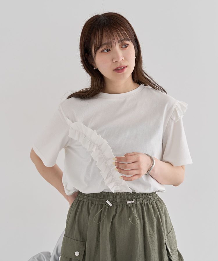 Green Parks「・Petit Fleur アシンメトリーフリルTEE」|Tシャツ・カットソー|