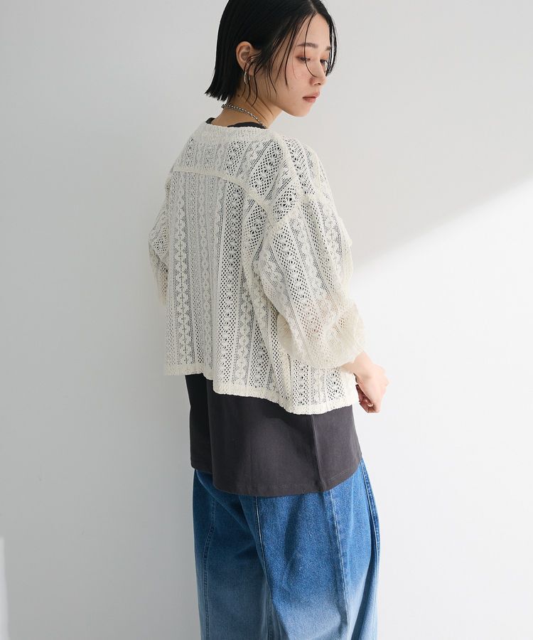 Green Parks「インド綿 レースシャツブルゾン」|カーディガン|