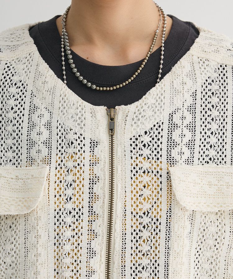 Green Parks「インド綿 レースシャツブルゾン」|カーディガン|