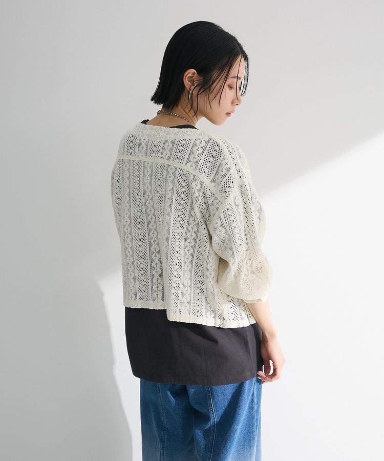 Green Parks「インド綿 レースシャツブルゾン」|カーディガン|