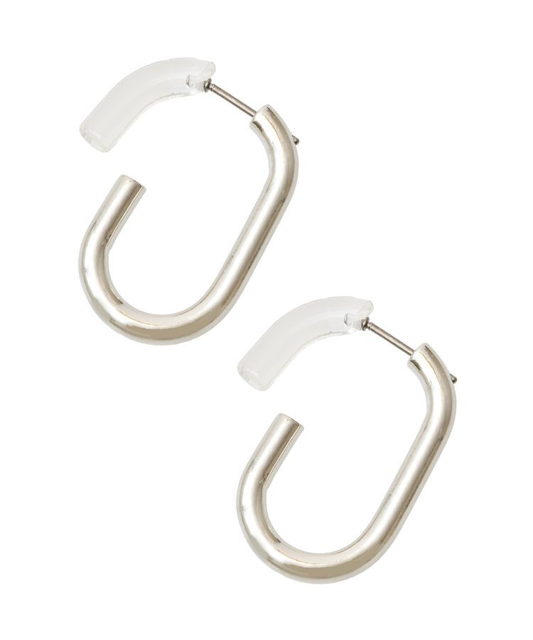 Green Parks「・HALF TIME ユニッククリアフープピアス」|ピアス|Silver