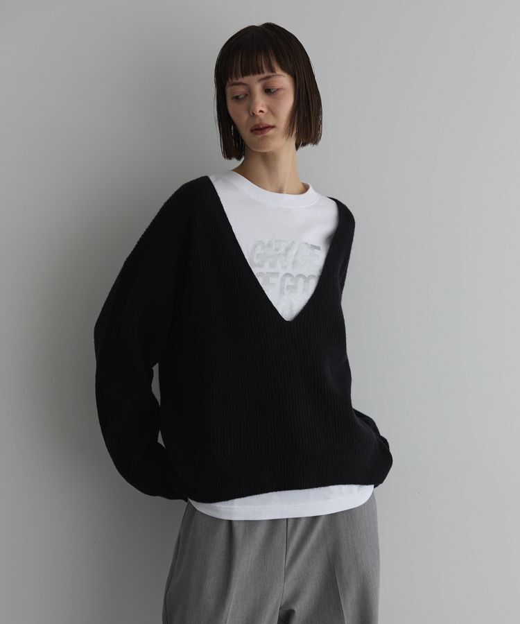 GARAGE OF GOOD CLOTHING「深Vネック畔ニットプルオーバー」|ニット・セーター|