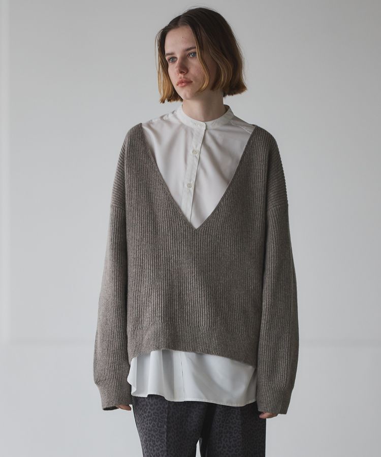 GARAGE OF GOOD CLOTHING「深Vネック畔ニットプルオーバー」|ニット・セーター|