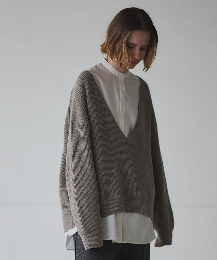GARAGE OF GOOD CLOTHING「深Vネック畔ニットプルオーバー」|ニット・セーター|