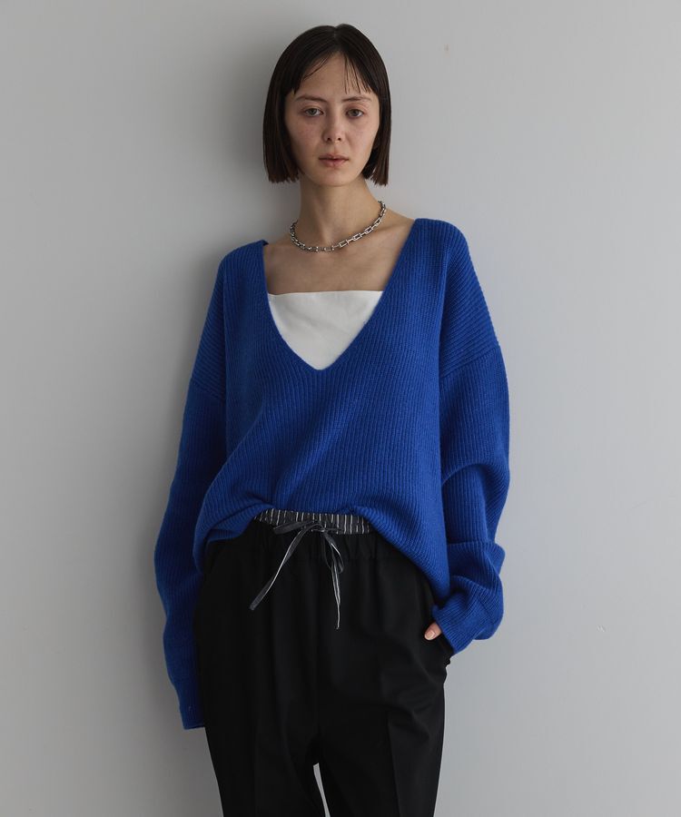 GARAGE OF GOOD CLOTHING「深Vネック畔ニットプルオーバー」|ニット・セーター|Blue