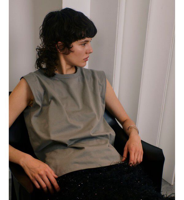 allureville「強撚天竺タックトップス」|Tシャツ・カットソー|チャコールグレー