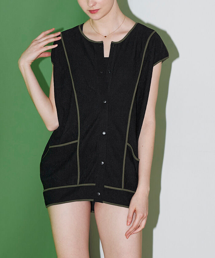 SEA DRESS「リップル素材トップス付ビキニ」|ビキニ|ブラック