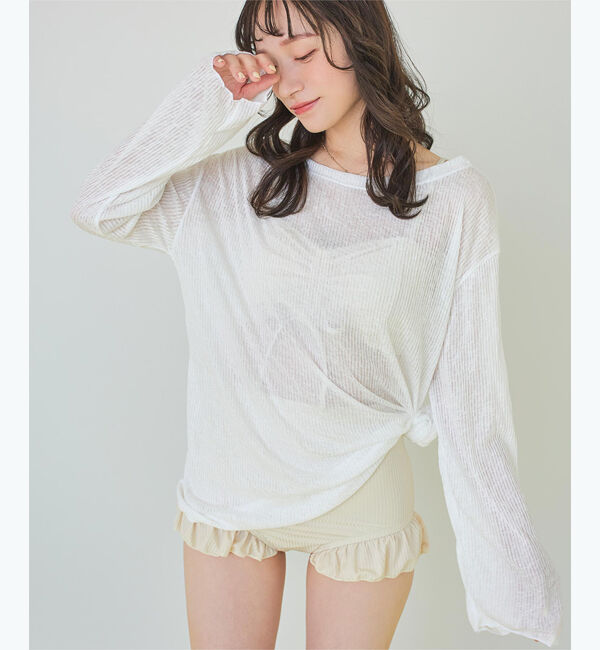 SEA DRESS「シアートップス付ビキニ/セット水着」|ビキニ|ｵﾌﾎﾜｲﾄ/ｱｲﾎﾞﾘｰ