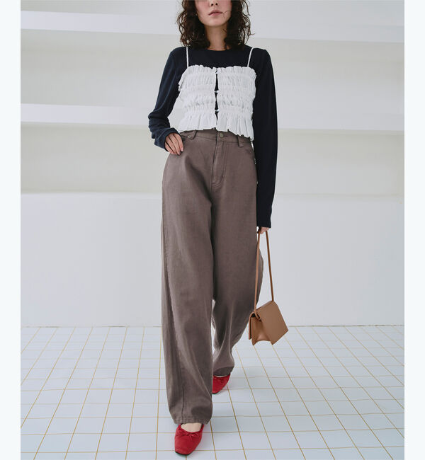 titivate「ドット/カラーストレートデニムパンツ」|デニム|