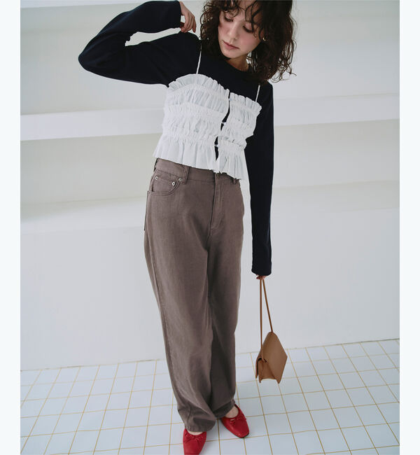 titivate「ドット/カラーストレートデニムパンツ」|デニム|