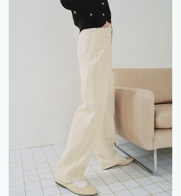 titivate「ドット/カラーストレートデニムパンツ」|デニム|