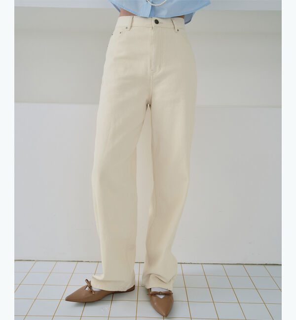 titivate「ドット/カラーストレートデニムパンツ」|デニム|