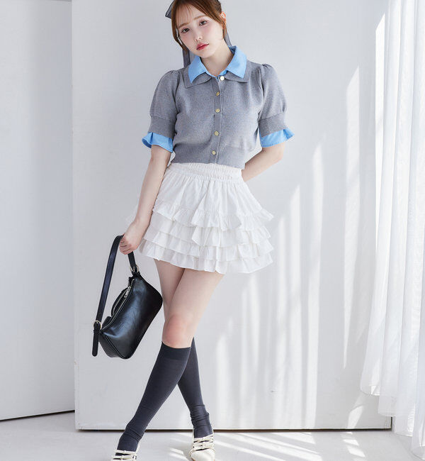  「今期トレンド/重ね襟半袖ニット」|ニット・セーター|