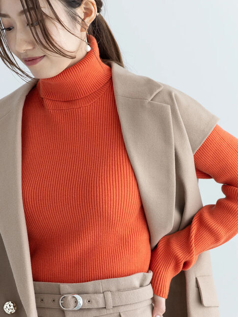Te chichi「リブタートルニット」|ニット・セーター|オレンジ