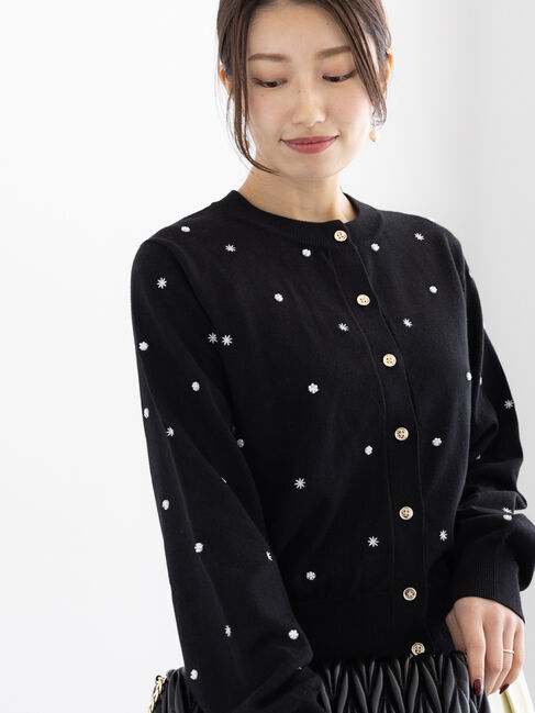 Te chichi「ドットビーズ刺繍カーディガン」|カーディガン|ブラック