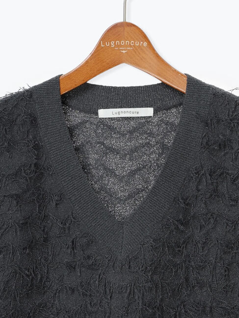 Lugnoncure「ジャカードフリンジベスト」|ニット・セーター|