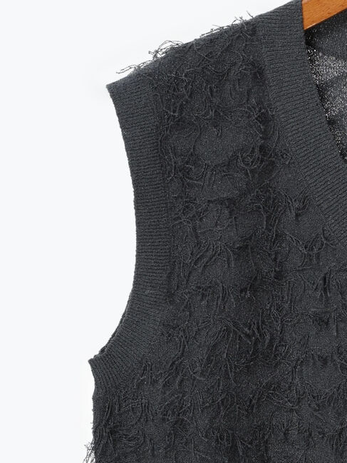 Lugnoncure「ジャカードフリンジベスト」|ニット・セーター|