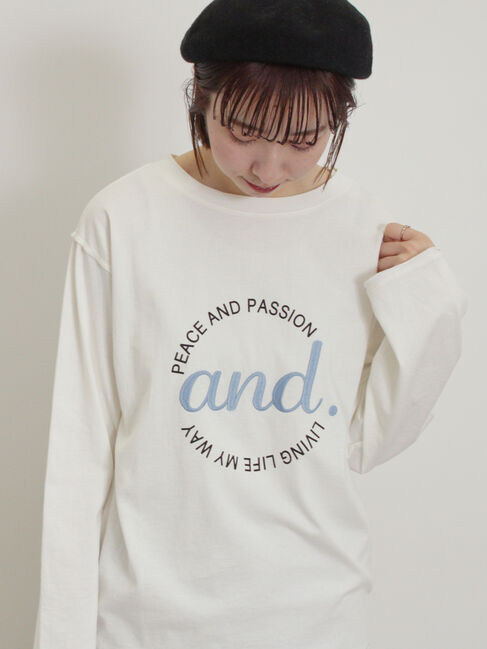 Samansa Mos2「ロゴ刺繍アソートロングTシャツ」|Tシャツ・カットソー|オフホワイト