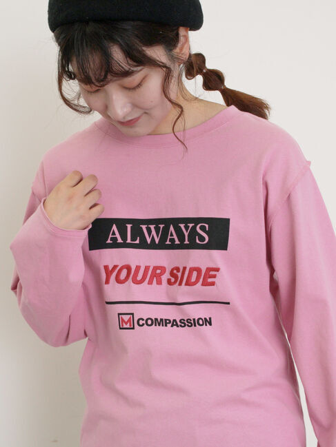 Samansa Mos2「ロゴ刺繍アソートロングTシャツ」|Tシャツ・カットソー|ピンク