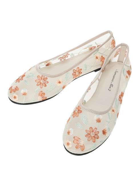 Samansa Mos2「花柄刺繍シアーシューズ」|ビジネス・ドレスシューズ|