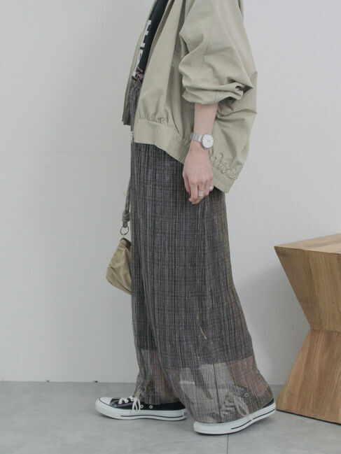 Samansa Mos2 blue「ラメプリーツアソート柄スカート」|スカート|