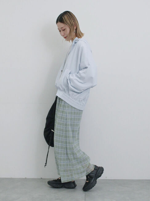 Samansa Mos2 blue「ラメプリーツアソート柄スカート」|スカート|