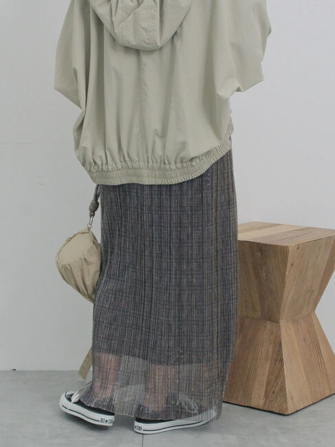 Samansa Mos2 blue「ラメプリーツアソート柄スカート」|スカート|