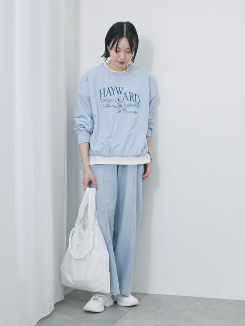 Samansa Mos2 blue「異素材切替リメイク風プルオーバー」|Tシャツ・カットソー|