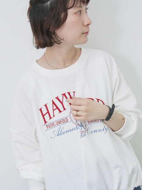 Samansa Mos2 blue「異素材切替リメイク風プルオーバー」|Tシャツ・カットソー|