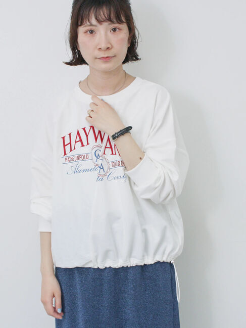 Samansa Mos2 blue「異素材切替リメイク風プルオーバー」|Tシャツ・カットソー|