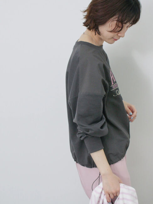 Samansa Mos2 blue「異素材切替リメイク風プルオーバー」|Tシャツ・カットソー|