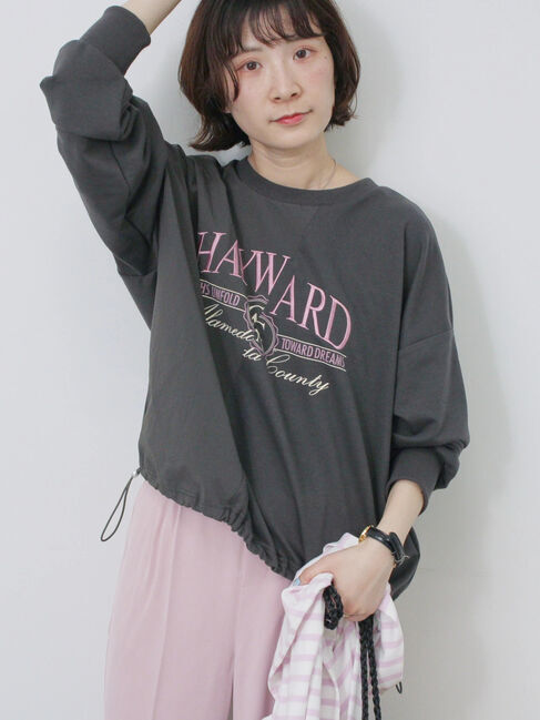 Samansa Mos2 blue「異素材切替リメイク風プルオーバー」|Tシャツ・カットソー|