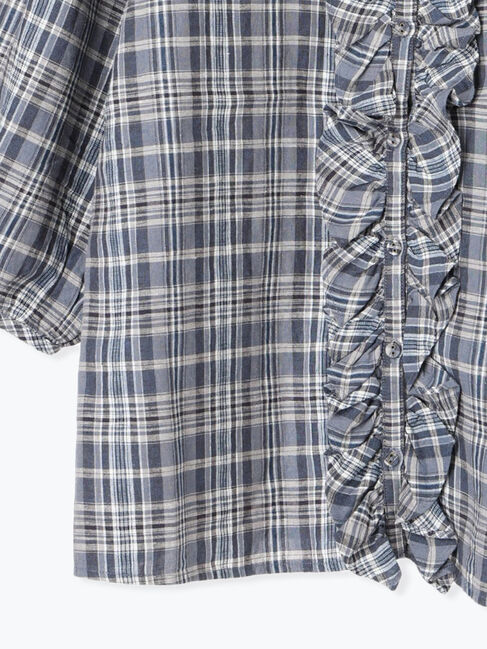 Samansa Mos2「【Cross&times;Linen】フリルブラウス」|シャツ・ブラウス|