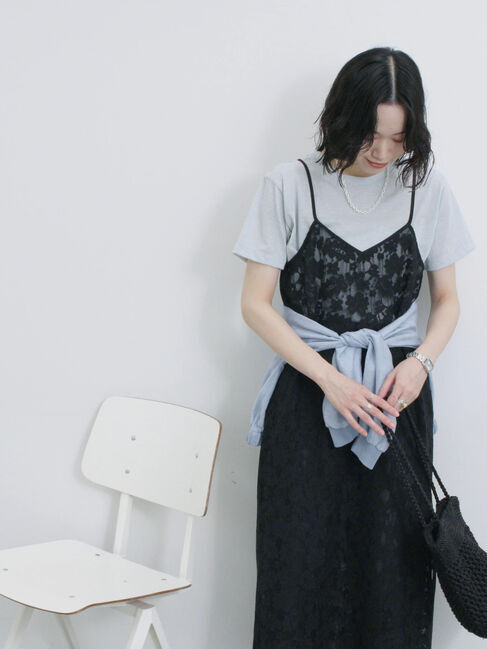 Samansa Mos2 blue「メッシュレースキャミワンピース」|ワンピース|