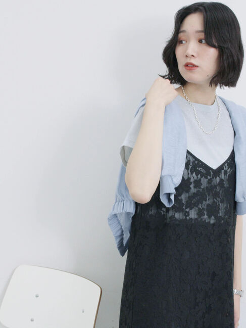 Samansa Mos2 blue「メッシュレースキャミワンピース」|ワンピース|