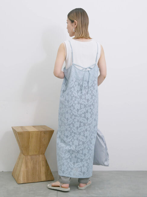 Samansa Mos2 blue「メッシュレースキャミワンピース」|ワンピース|