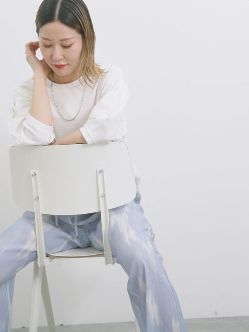 Samansa Mos2 blue「【接触冷感】水彩柄イージーパンツ」|その他|