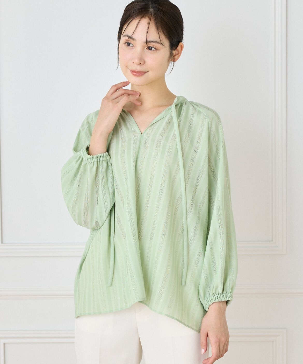 INED「からみ織ブラウス」|シャツ・ブラウス|ペールグリー 4