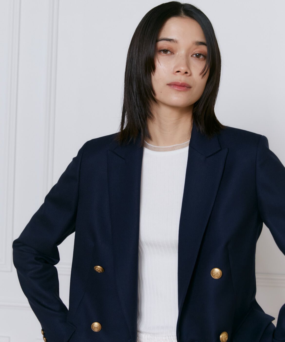 INED「《大きいサイズ》ダブルブレストジャケット」|テーラードジャケット|